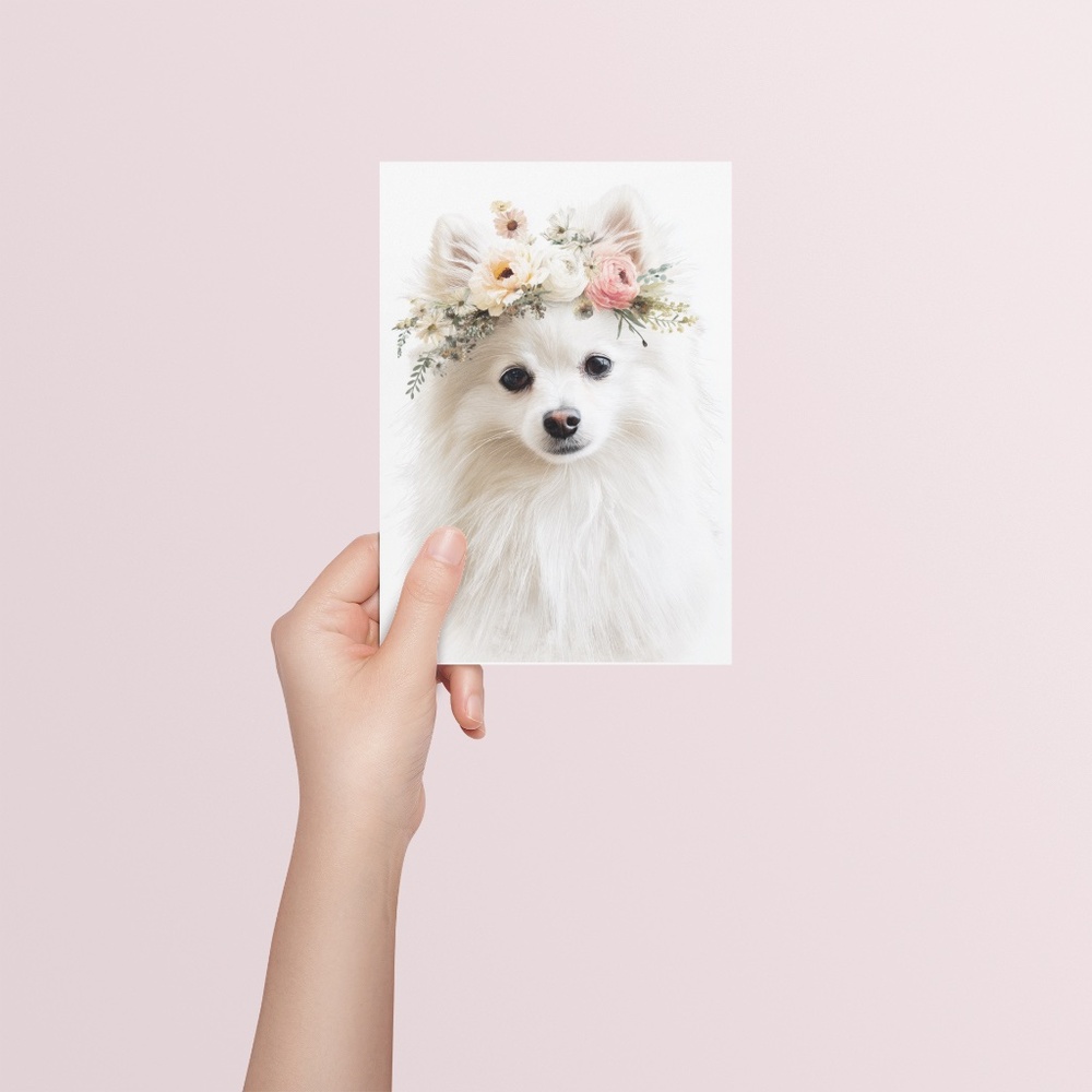Watercolor White Pomeranian Dog Portrait Art Print – Unframed Fine Art Poster - Picture 5 of 5